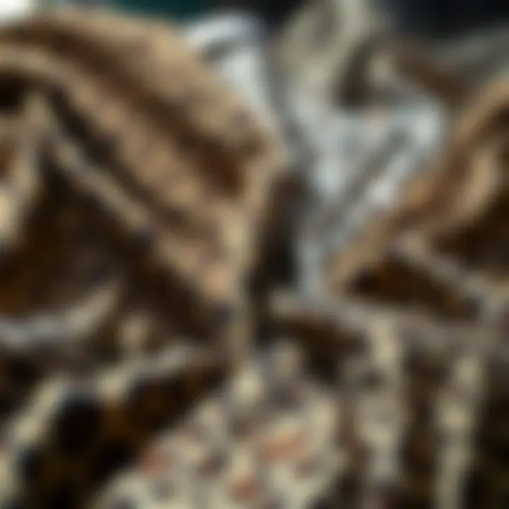 Variety of animal print fabrics displayed artistically