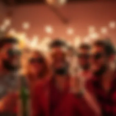 Group of friends enjoying a bachelor party while wearing matching sunglasses