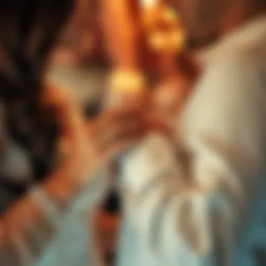 Romantic Ring Exchange Couple exchanging rings in a romantic setting