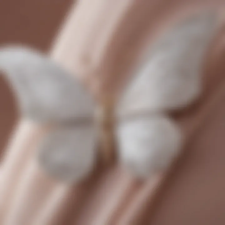 Close-up of butterfly pin clasp in use, highlighting functionality.