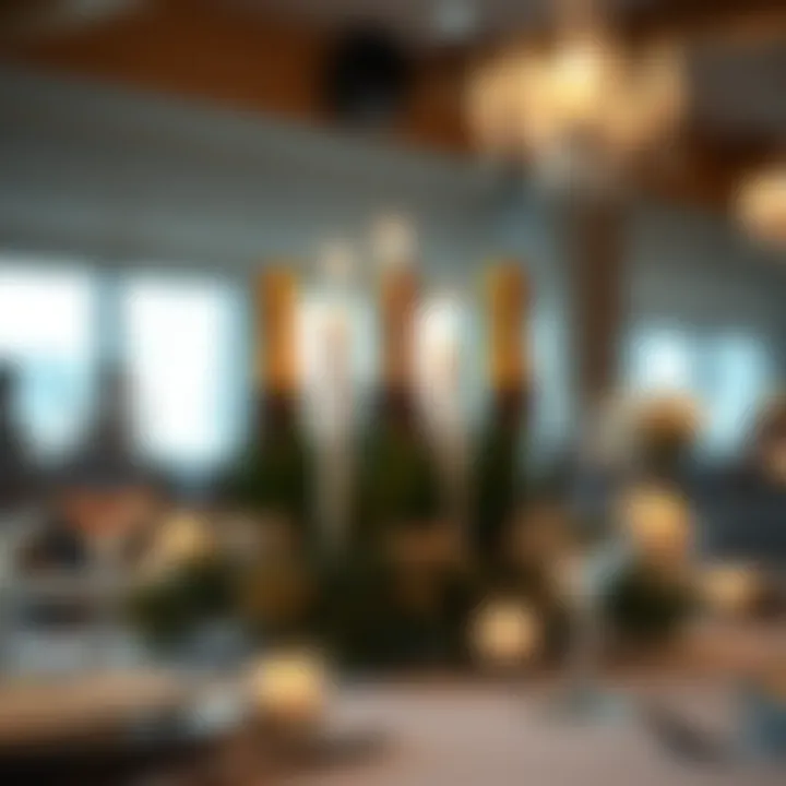 Creative centerpiece incorporating champagne bottles and candles