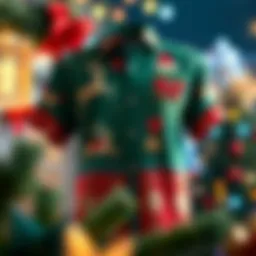 A stylish Christmas shirt adorned with festive motifs and vibrant colors