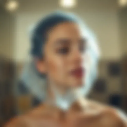 Clear shower cap used for hair protection during showering.