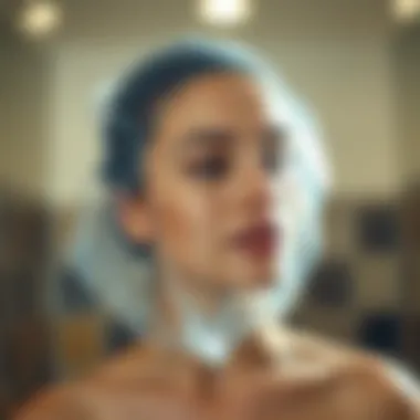 Hair Protection with Clear Shower Cap Clear shower cap used for hair protection during showering.