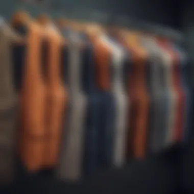 Variety of pocket vest styles displayed on hangers.