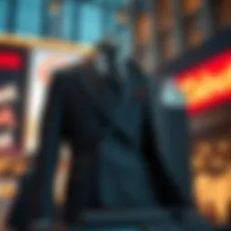 Modern tailored suit with unique fabric patterns