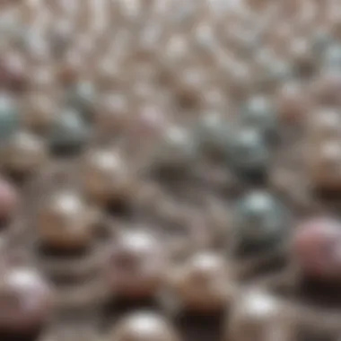 A close-up view of various pearl types arranged aesthetically