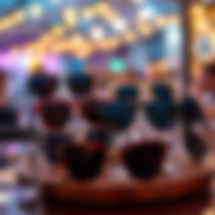 Creative display of custom sunglasses as memorable party favors