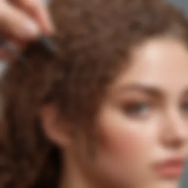 Close-up view of lightweight crochet hair installation technique with tools and materials.