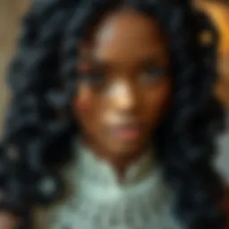 A close-up view showcasing the intricate crochet patterns of hair wigs