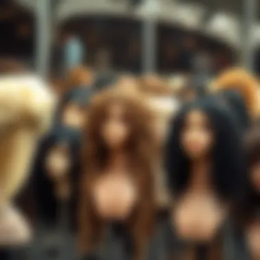 Variety of Crochet Hair Wigs Different types and textures of crochet hair wigs displayed on mannequins