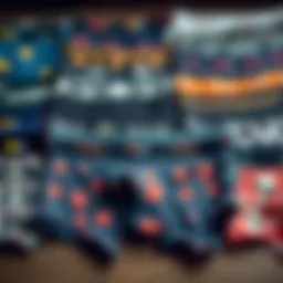 An array of custom boxer briefs showcasing varied patterns and colors