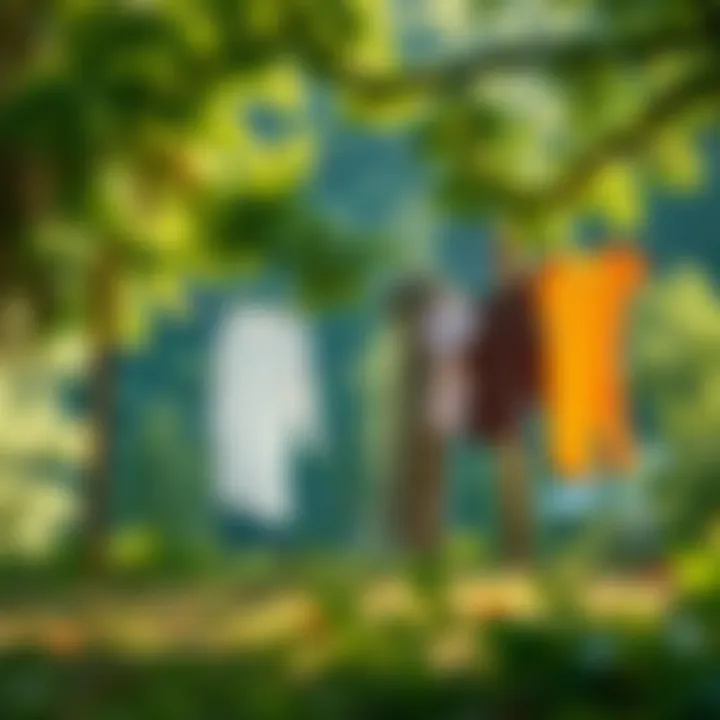 Eco-Friendly Portable Clothesline in Nature Eco-friendly portable clothesline with natural surroundings