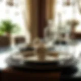 A luxurious table setting featuring ornate charger plates
