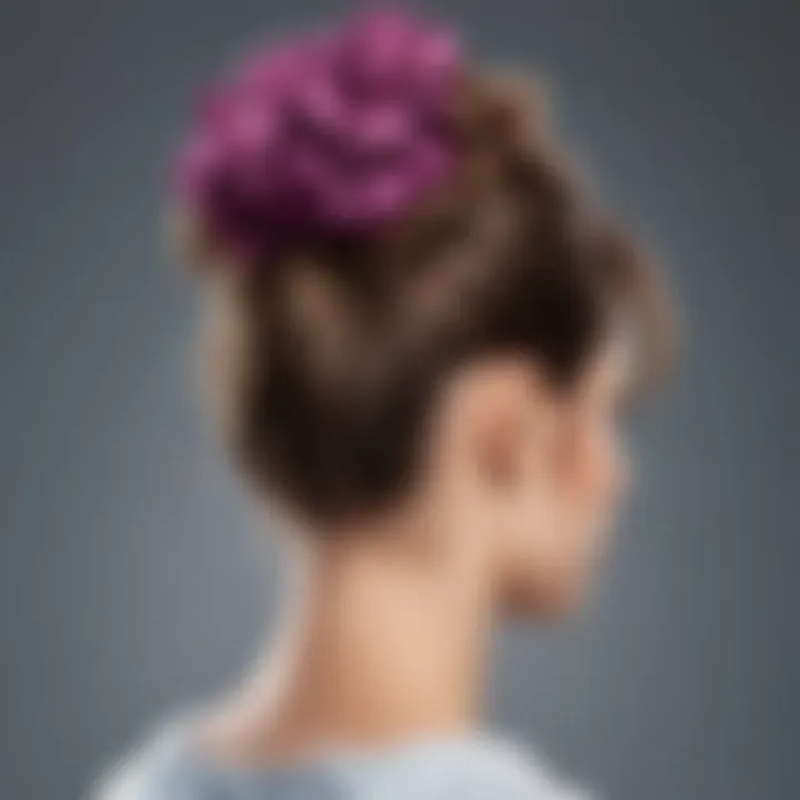 Stylish hairstyle incorporating a scrunchie, demonstrating versatility in fashion.