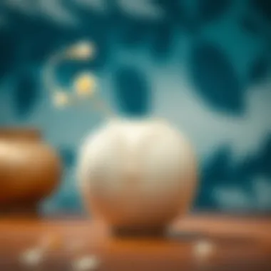 Artistry in Ceramic: Close-up of a White Round Vase Close-up of intricate designs on a ceramic white round vase