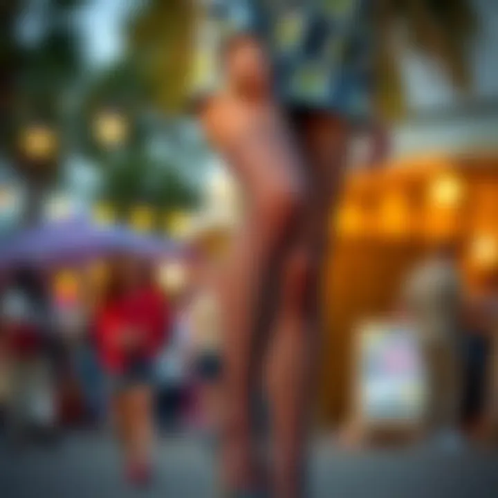 Bedazzled Tights in a Fashionable Setting Fashionable individual wearing bedazzled tights at a vibrant outdoor event