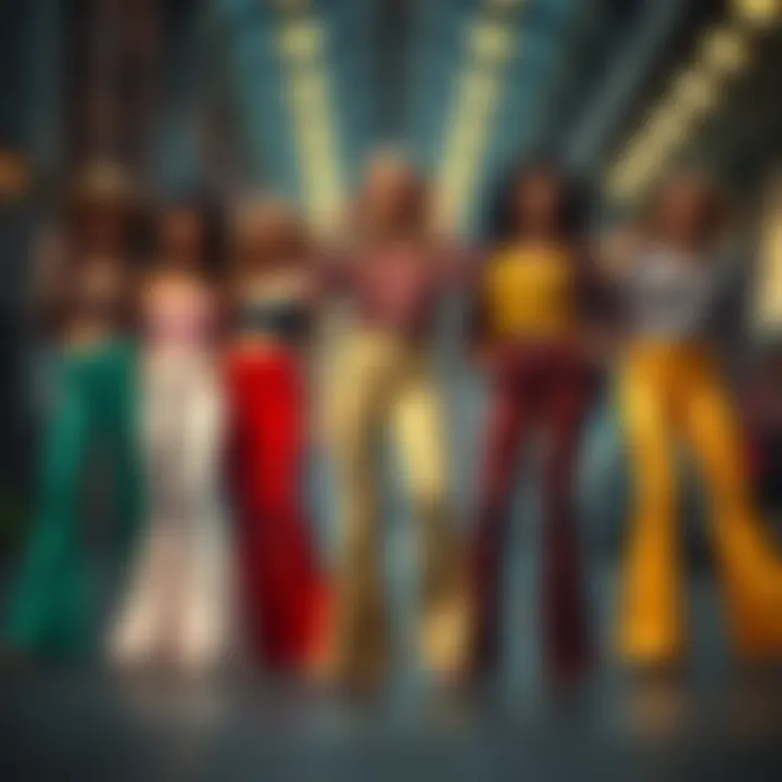 A visually striking historical timeline of flare pants evolution