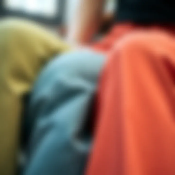 A close-up of sustainable fabric choices for flare pants