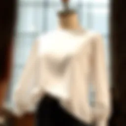 Elegant white flowy top on a mannequin