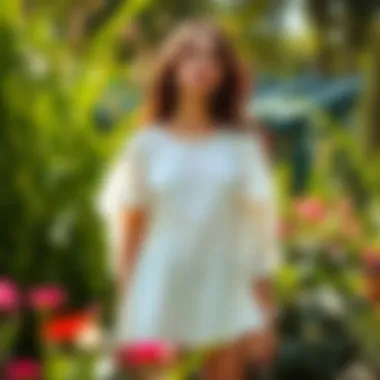 Stylish White Flowy Top in Nature Stylish white flowy top in a garden setting