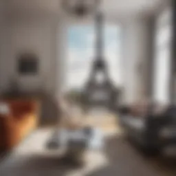 Stunning Eiffel Tower art piece in a modern living room