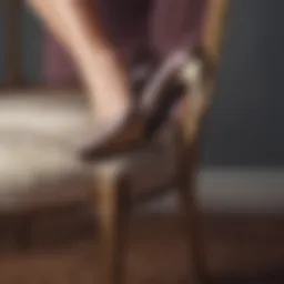 Elegant high heels displayed on a vintage chair