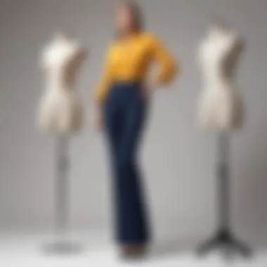 Unique Silhouette of Fit and Flare Pants Stylish fit and flare pants on a mannequin showcasing their unique silhouette