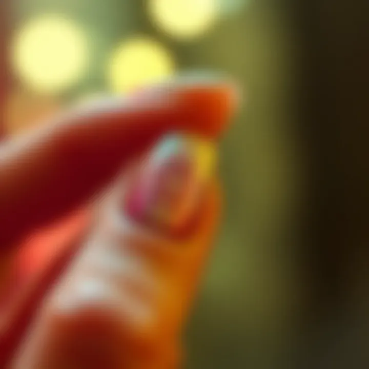 Application Technique for Glitter Nail Stickers Elegant application of glitter nail stickers on a manicured nail