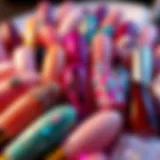 Vibrant assortment of glitter nail stickers showcasing diverse designs