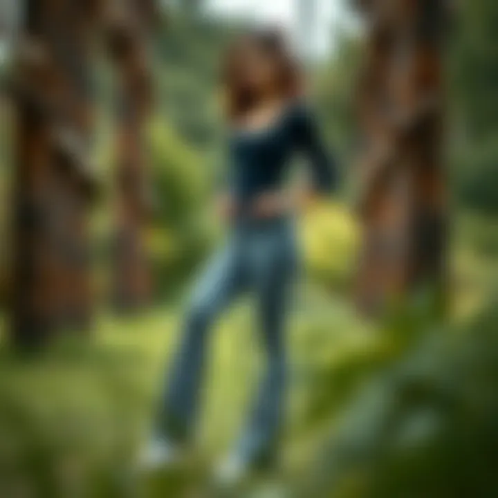 Active Lifestyle with Grey Bootcut Yoga Pants Lifestyle shot of grey bootcut yoga pants in an active setting