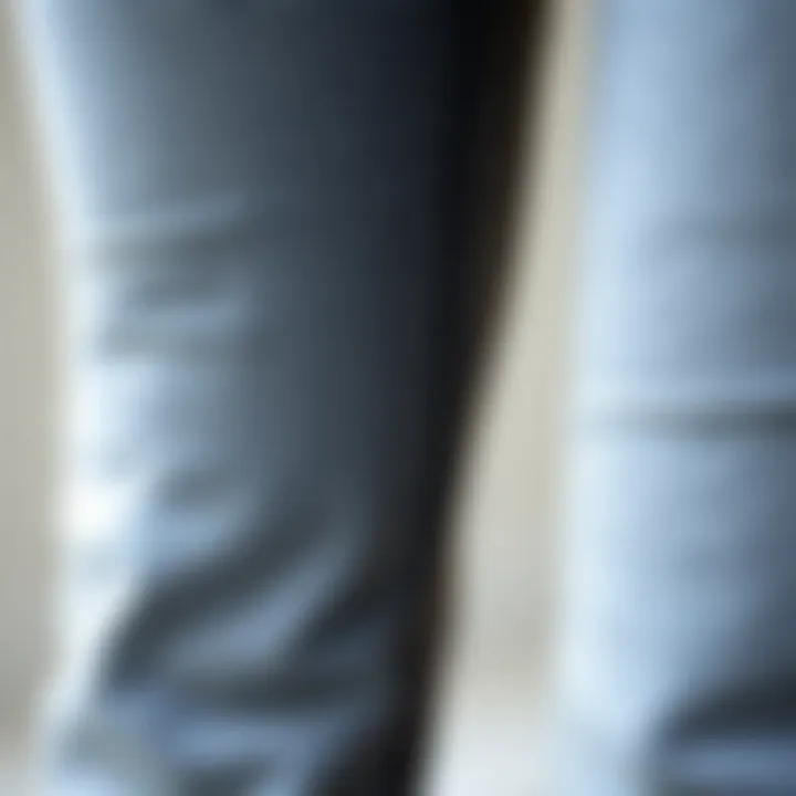 Detailed Fabric Texture of Bootcut Yoga Pants Close-up of the fabric texture of grey bootcut yoga pants