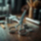 Close-up of high-quality hair scissors on a wooden surface