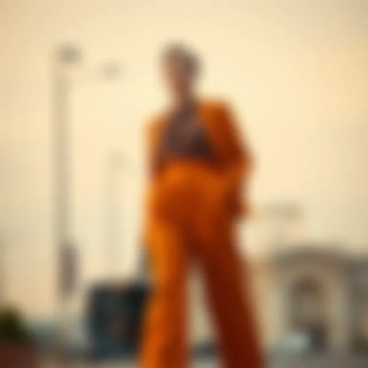 Confidence in High-Waisted Wide-Leg Dress Pants Confident individual showcasing their style in high-waisted wide-leg dress pants