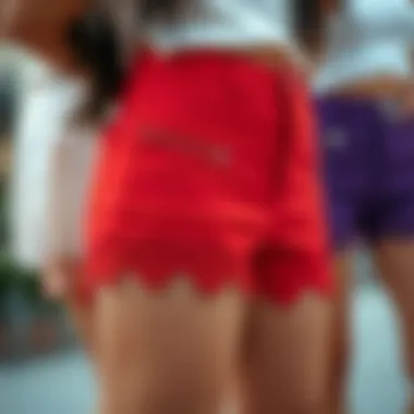 A variety of lace trim biker shorts in different colors