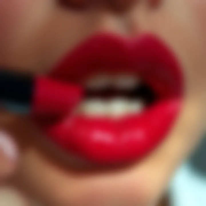 Mastering the Application of Lip Tint Close-up of lip tint application technique on lips
