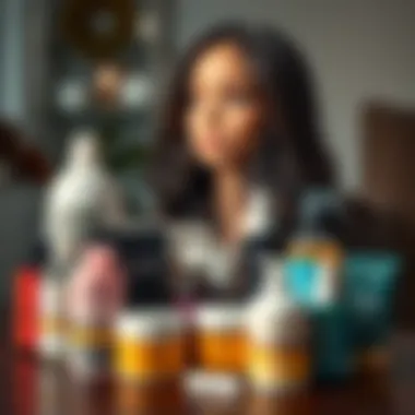 Essential Wig Care Products An array of wig care products displayed next to a medium wig