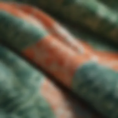 Close-up of fabric textures used in tropical short sets