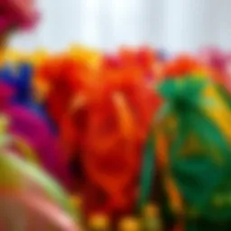 Elegant arrangement of colorful mesh bags for party favors