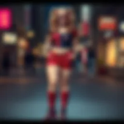 Vibrant Harley Quinn shorts styled with a bold top