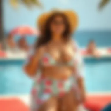 Chic Swim Ensemble A stylish plus size swim cover up paired with trendy swimwear