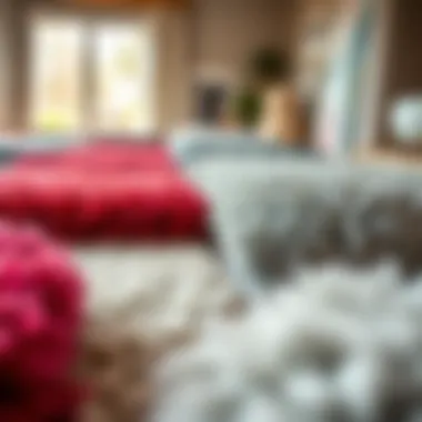 A vibrant array of plush floor rugs showcasing different textures and colors