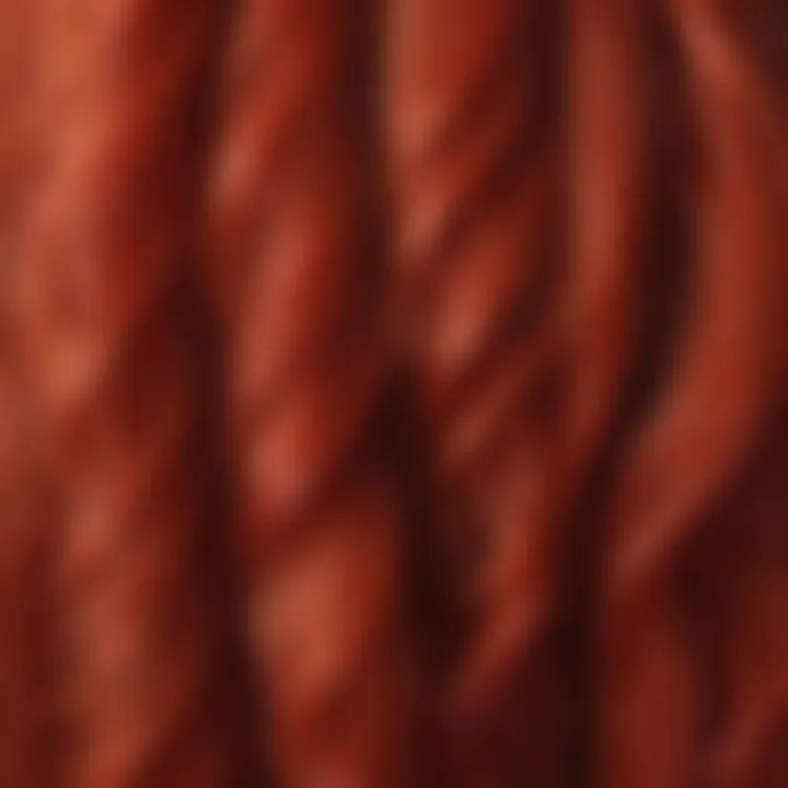 Close-up of the unique texture of a red skunk stripe wig