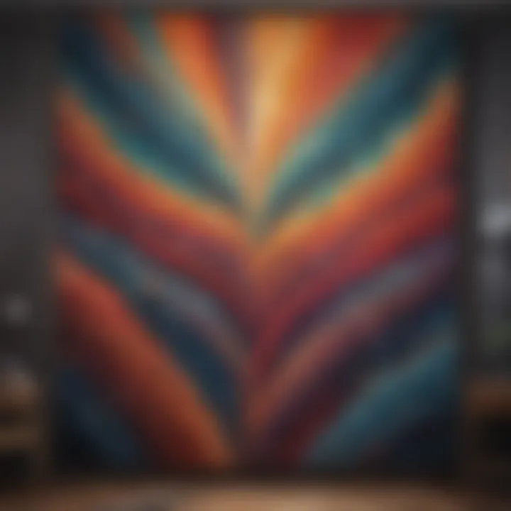 Modern tapestry featuring abstract art elements