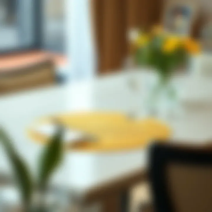 Elegant round lemon placemat on a stylish dining table
