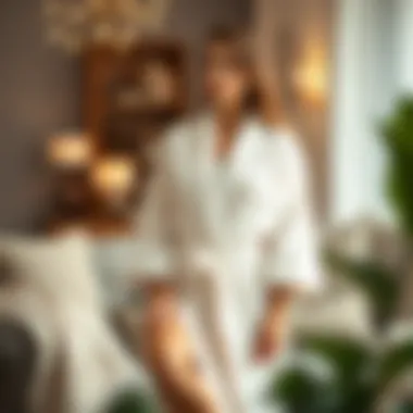 Home Comfort: A Cozy Bathrobe in Style Cozy robe in a fashionable living room setting