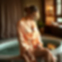 Luxurious silk bathrobe draped elegantly