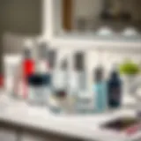 A collection of Shiseido eye creams and serums on a vanity