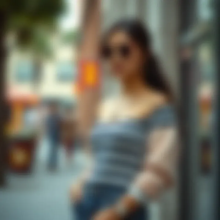 Casual Chic with Stripes Casual outfit featuring a striped bodysuit with accessories