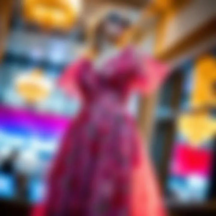 Vibrant Cocktail Dress A vibrant cocktail dress adorned with floral patterns, perfect for semi-formal events